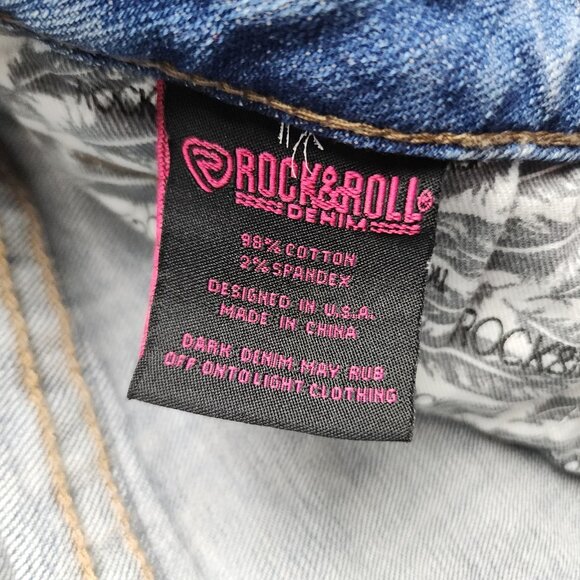 ROCK & ROLL Cowgirl Jeans Womens 32 Curvy Trouser Mid Flared Leg Bell Western - Picture 11 of 14